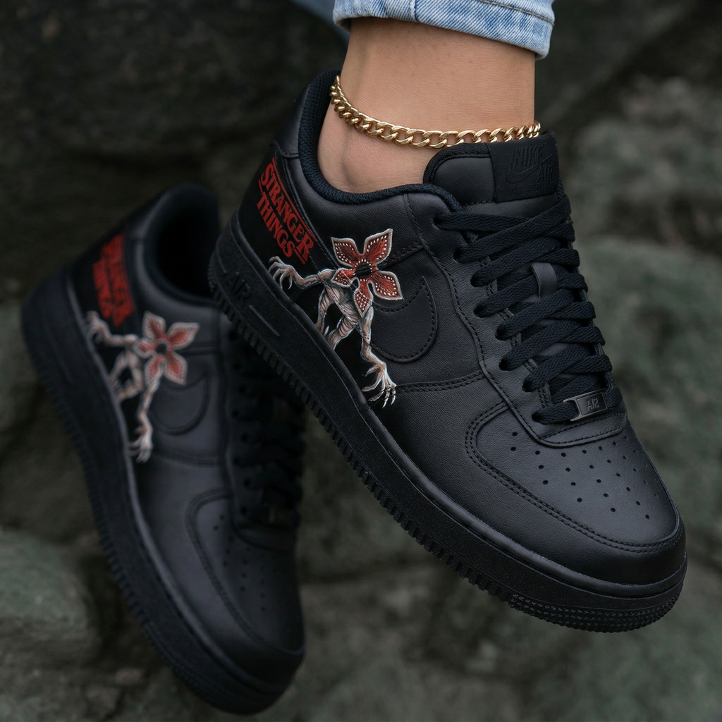 Stranger Things Demogorgon Flower Black Custom Air Force 1