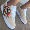 Stranger Things Skull Flower Beige Red Custom Air Force 1