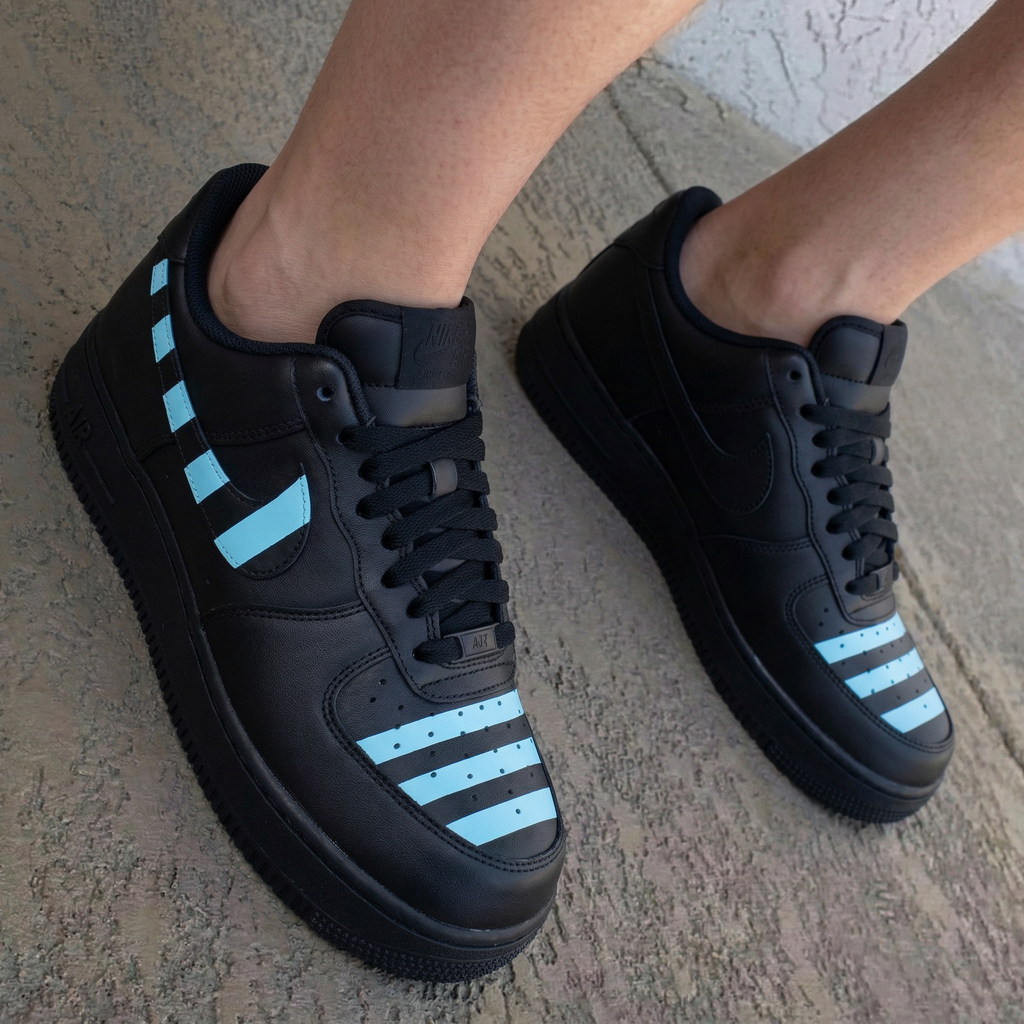 Striped Black Baby Blue Custom Air Force 1