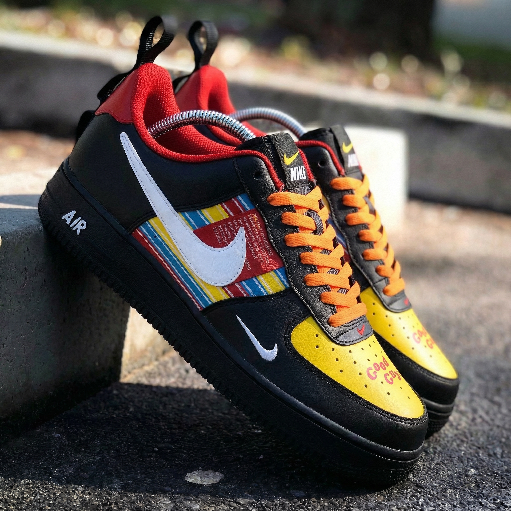 Striped Pattern Yellow Black Custom Air Force 1