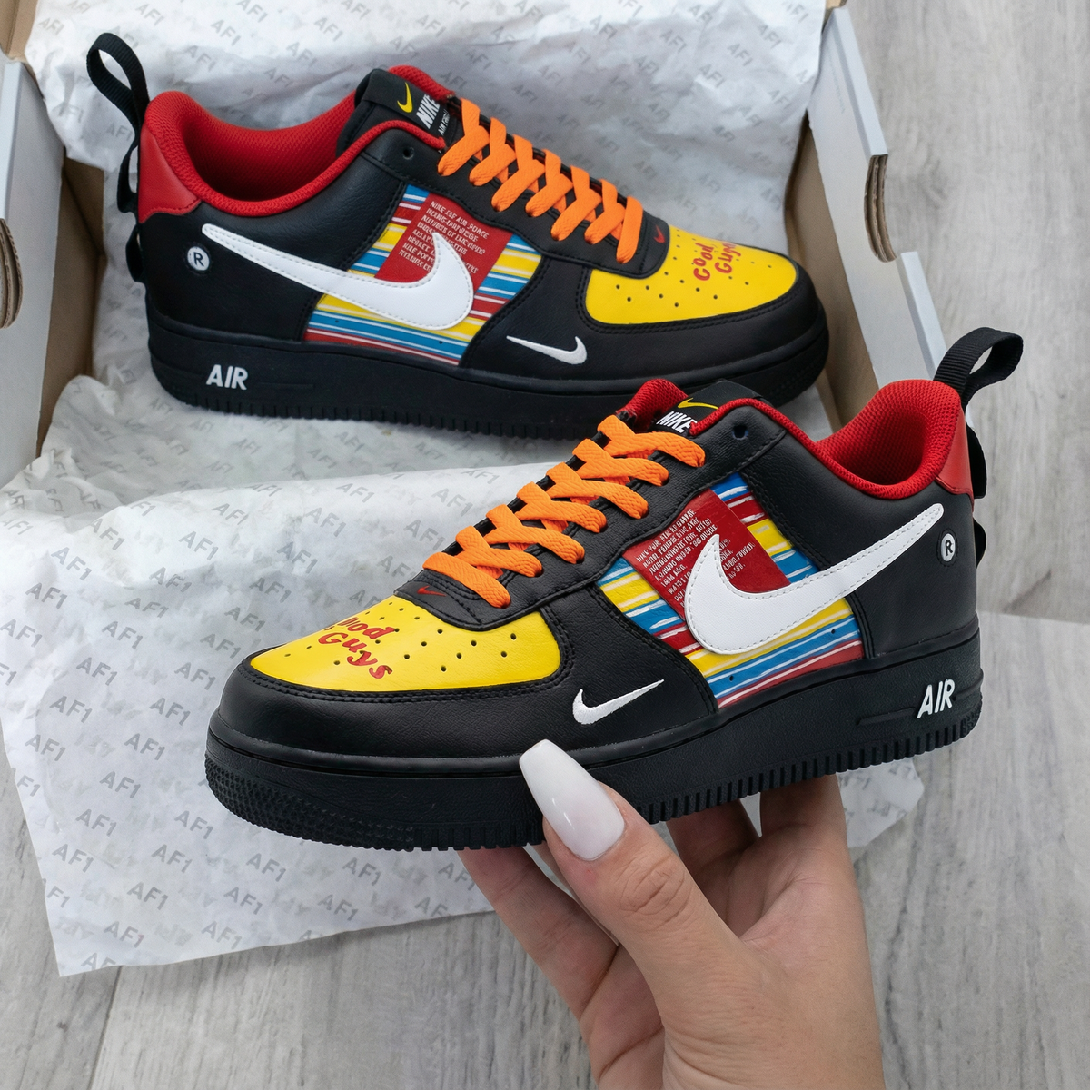 Striped Pattern Yellow Black Custom Air Force 1