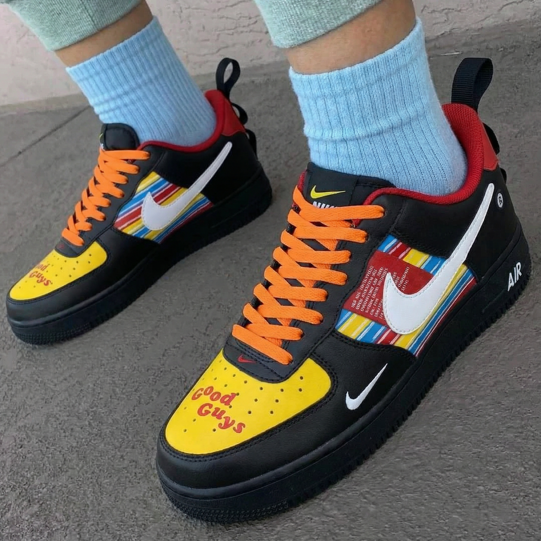 Striped Pattern Yellow Black Custom Air Force 1