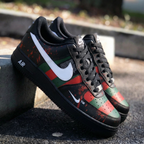 Striped Splatter Pattern Black Green Red Custom Air Force 1