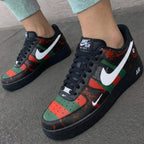 Striped Splatter Pattern Black Green Red Custom Air Force 1