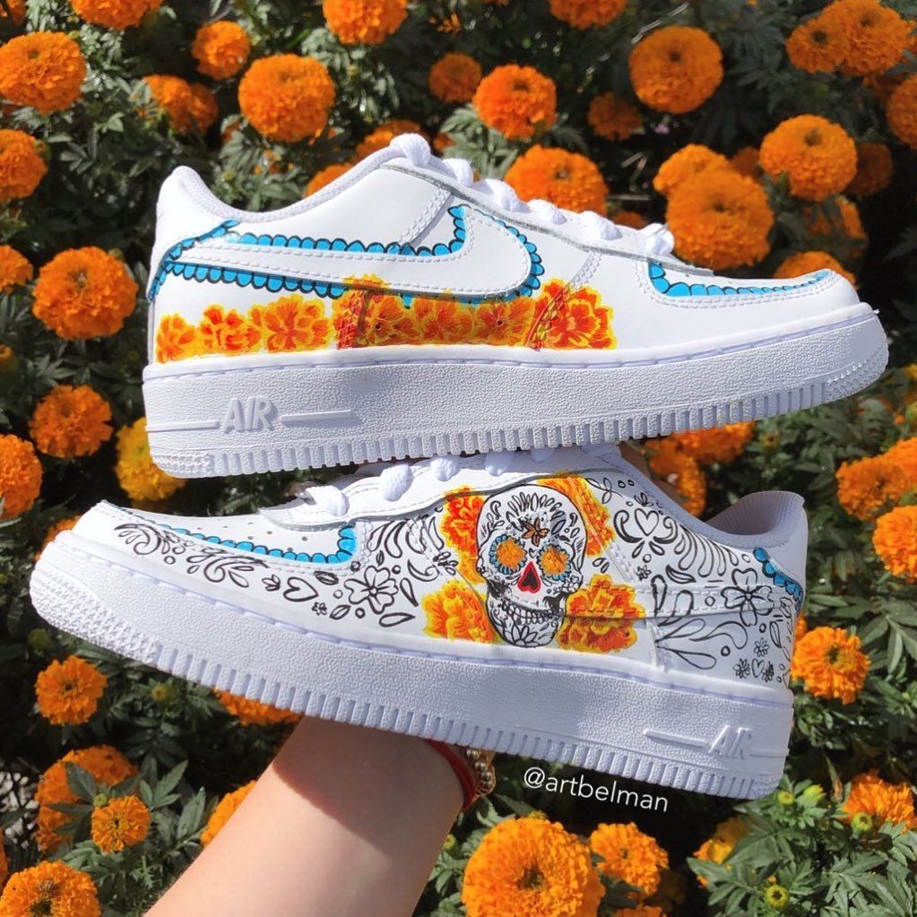 Sugar Skull Marigold White Custom Air Force 1