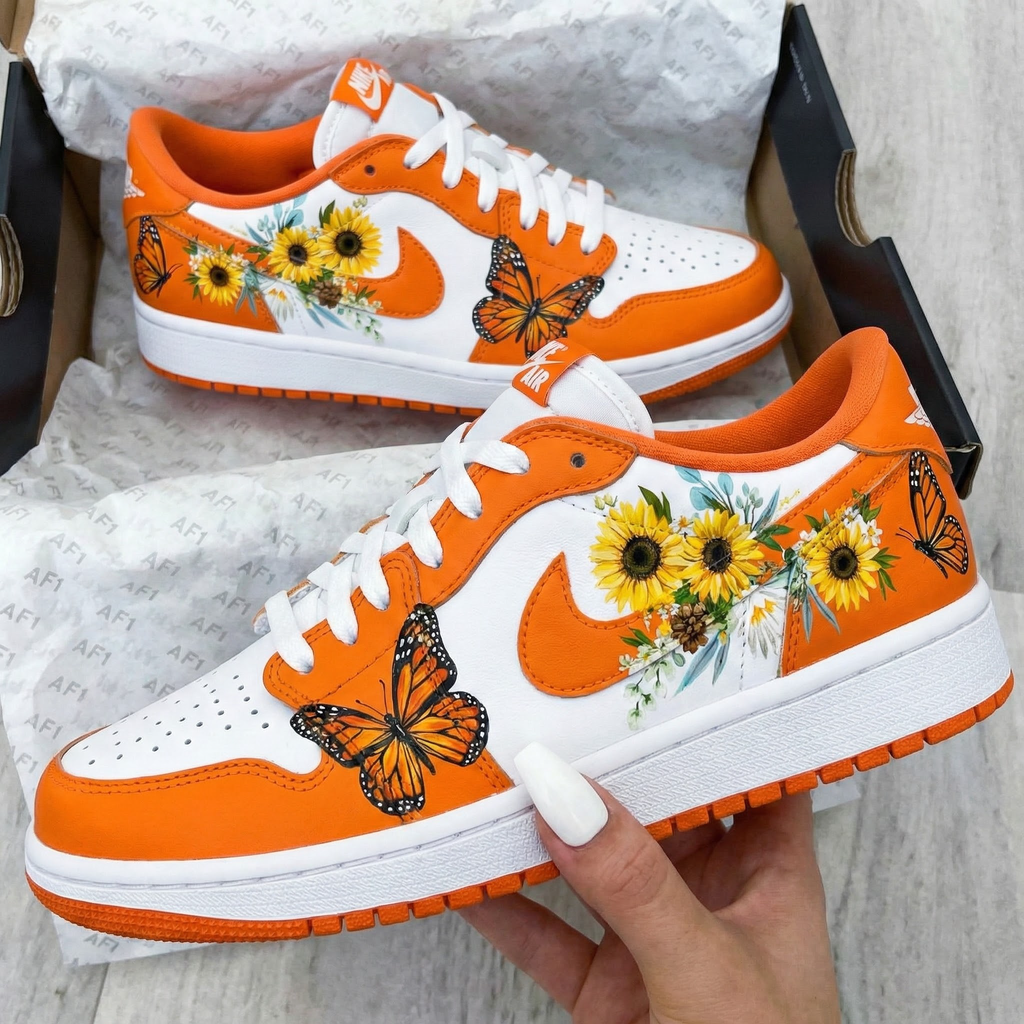 Sunflower Butterflies Orange Custom Air Force 1