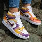 Sunflower Daisy Pattern Purple Yellow Custom Air Jordan 1