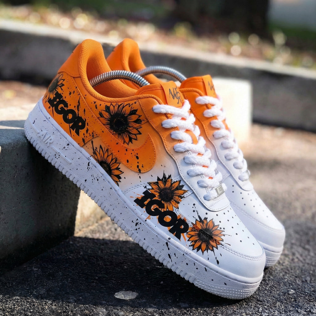 Sunflower Orange White Custom Air Force 1