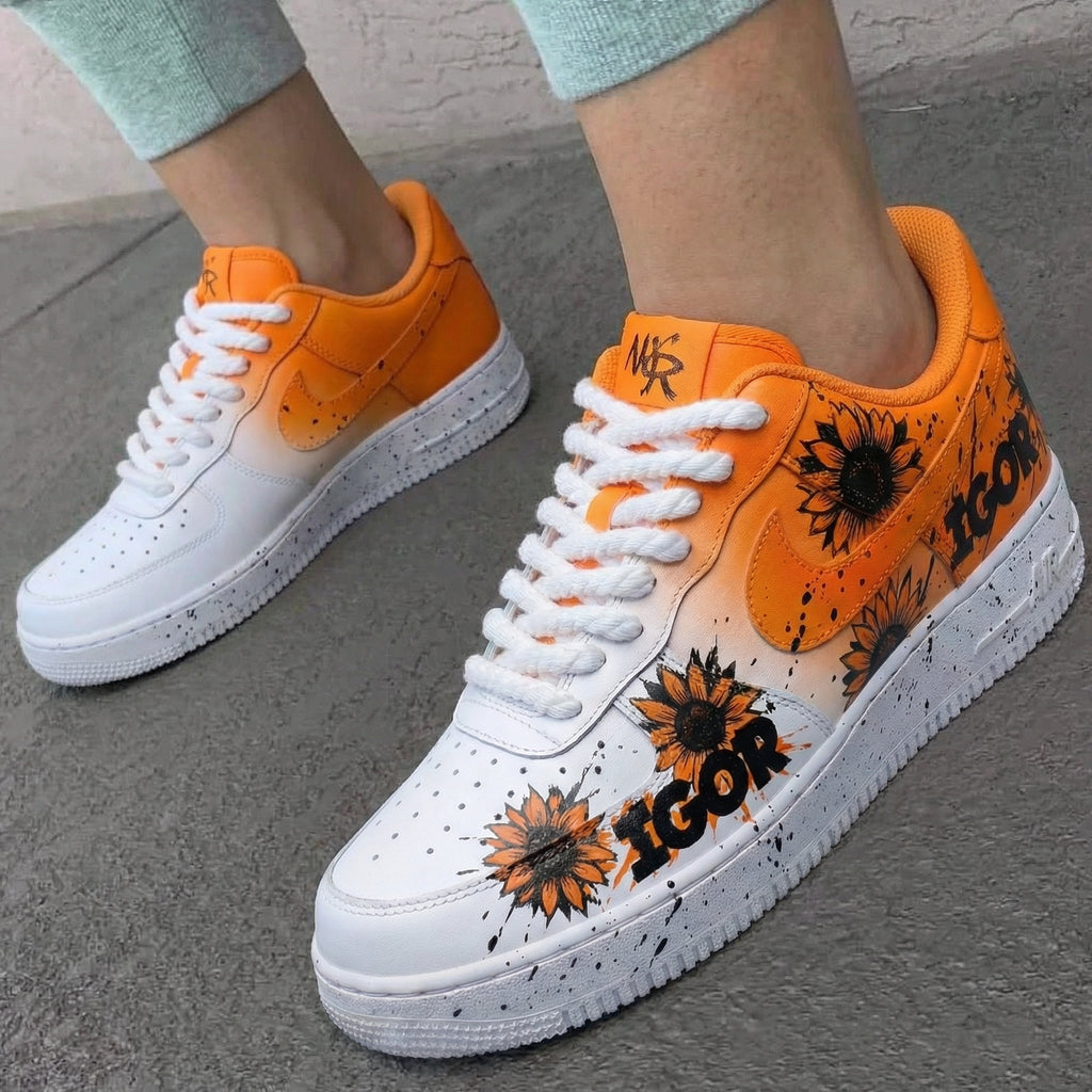 Sunflower Orange White Custom Air Force 1