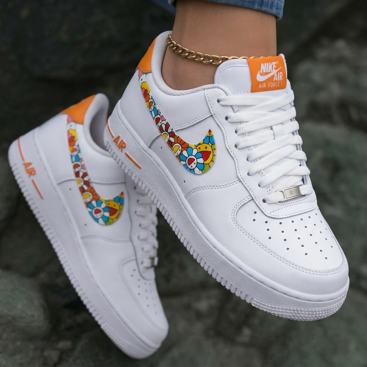 Sunflower Pattern Orange Custom Air Force 1
