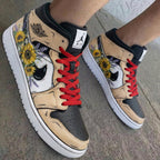 Sunflower Pattern Tan Black Custom Air Jordan 1