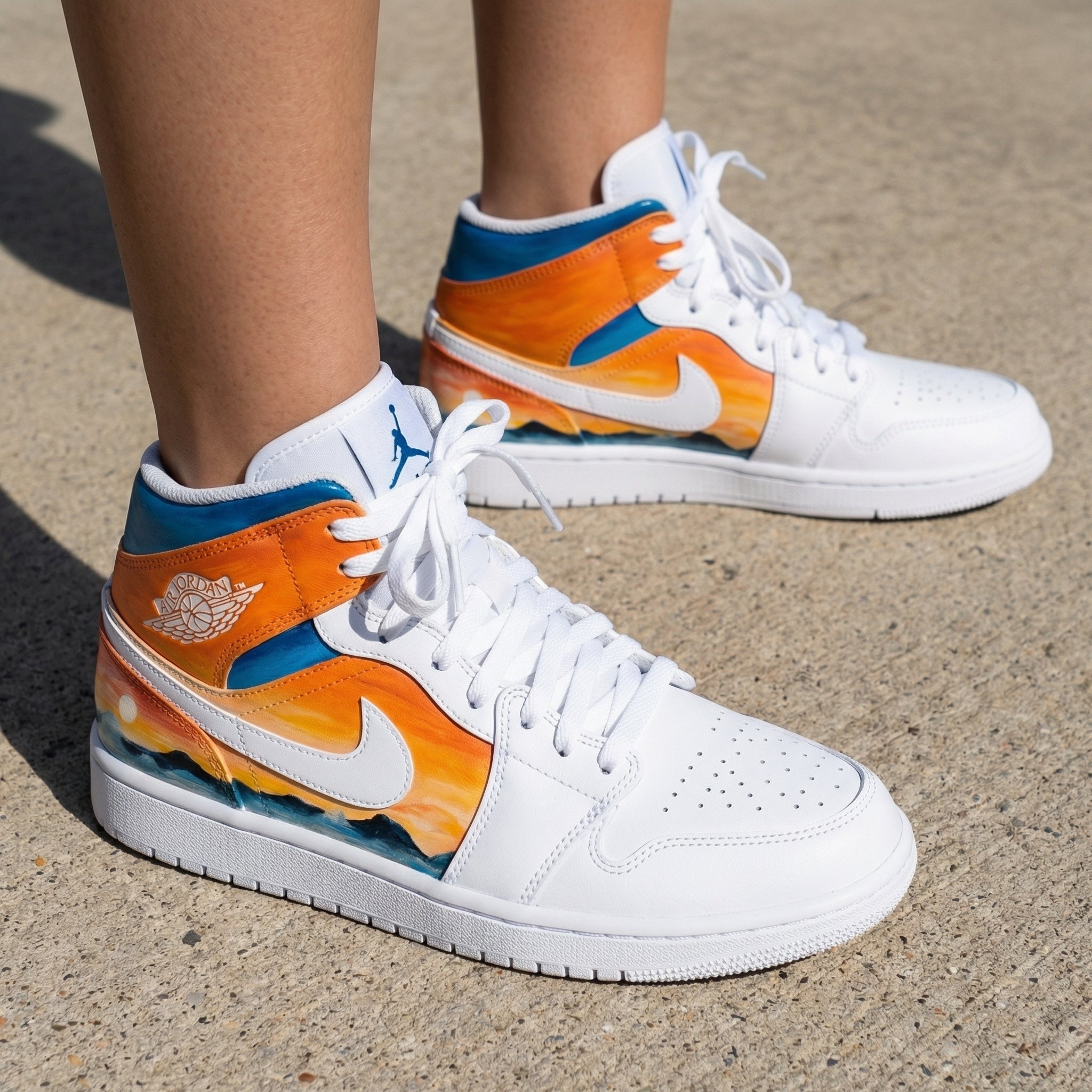 Sunset Landscape Orange Blue Custom Air Jordan 1