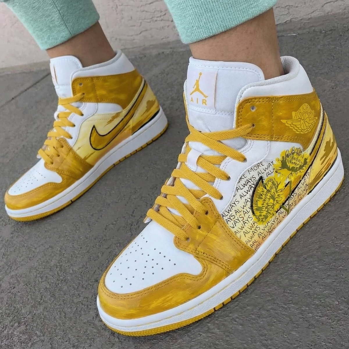Sunset Pattern Yellow and White Custom Air Jordan 1
