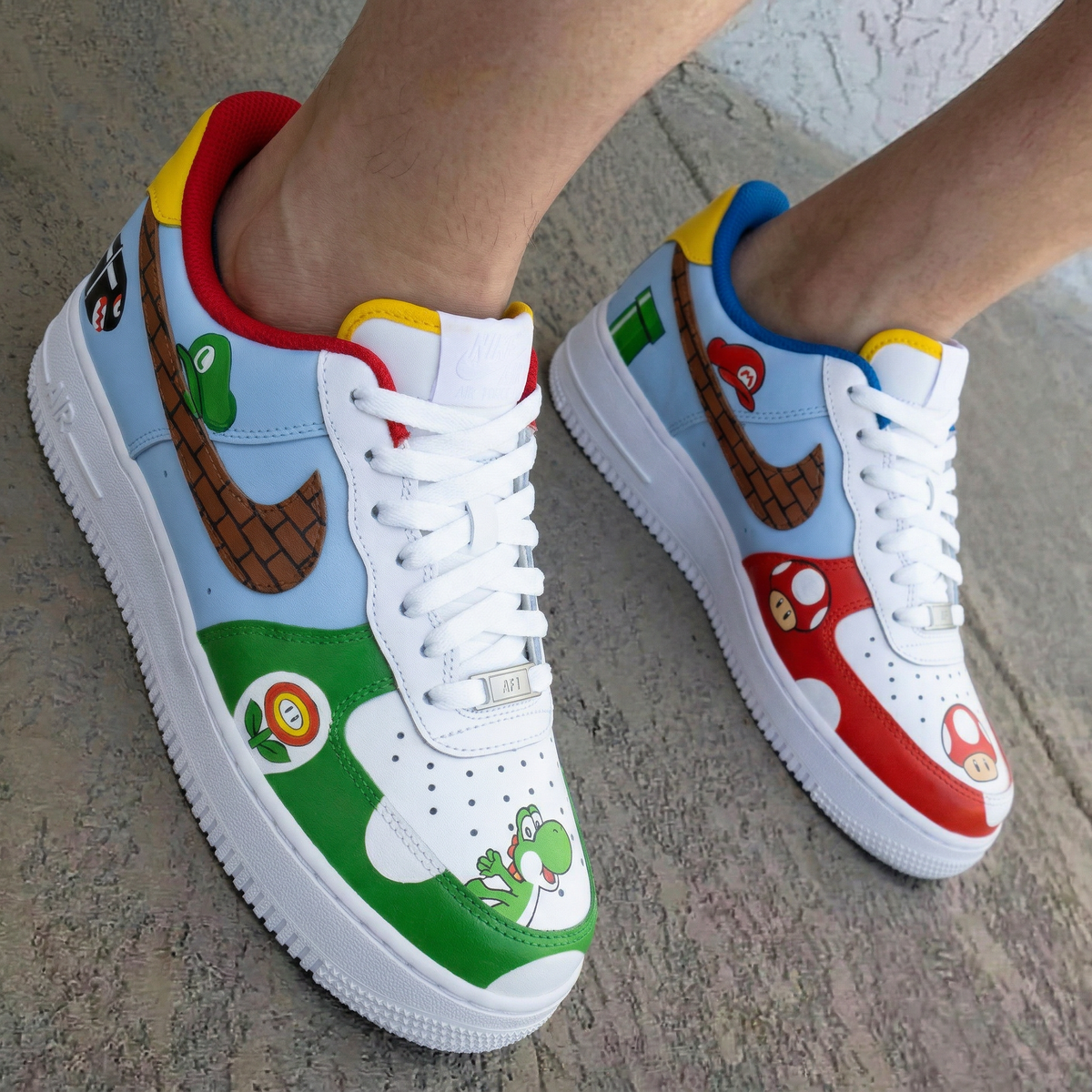 Super Mario Baby Blue Green Red Custom Air Force 1