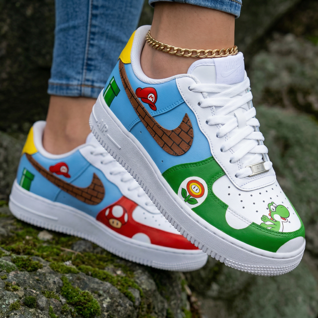 Super Mario Baby Blue Green Red Custom Air Force 1