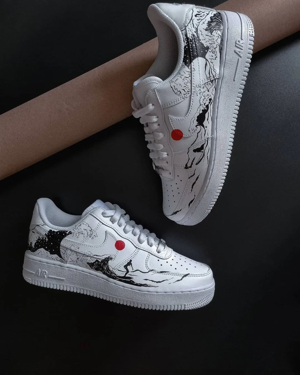 Surfing Scene Red Black Custom Air Force 1