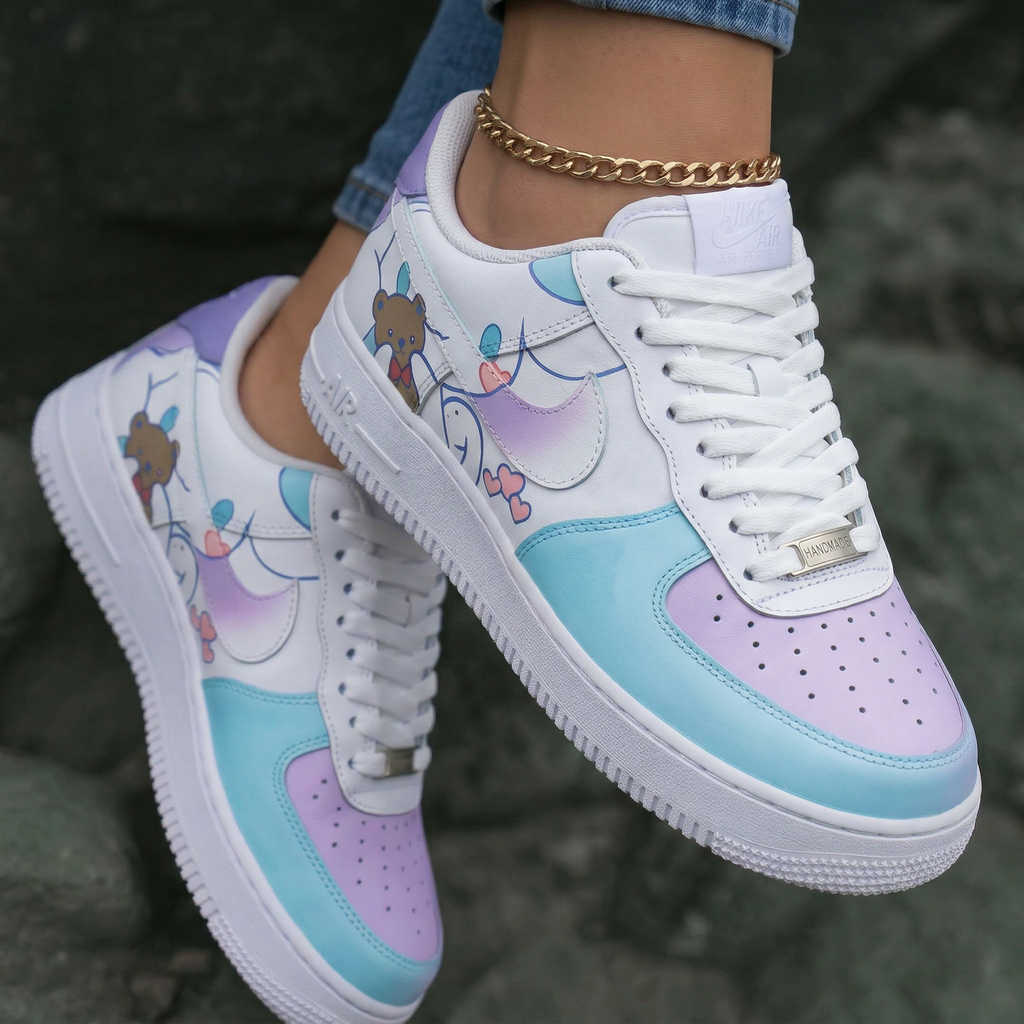 Teddy Bears Hearts Baby Blue Purple Cinnamoroll Custom Air Force 1