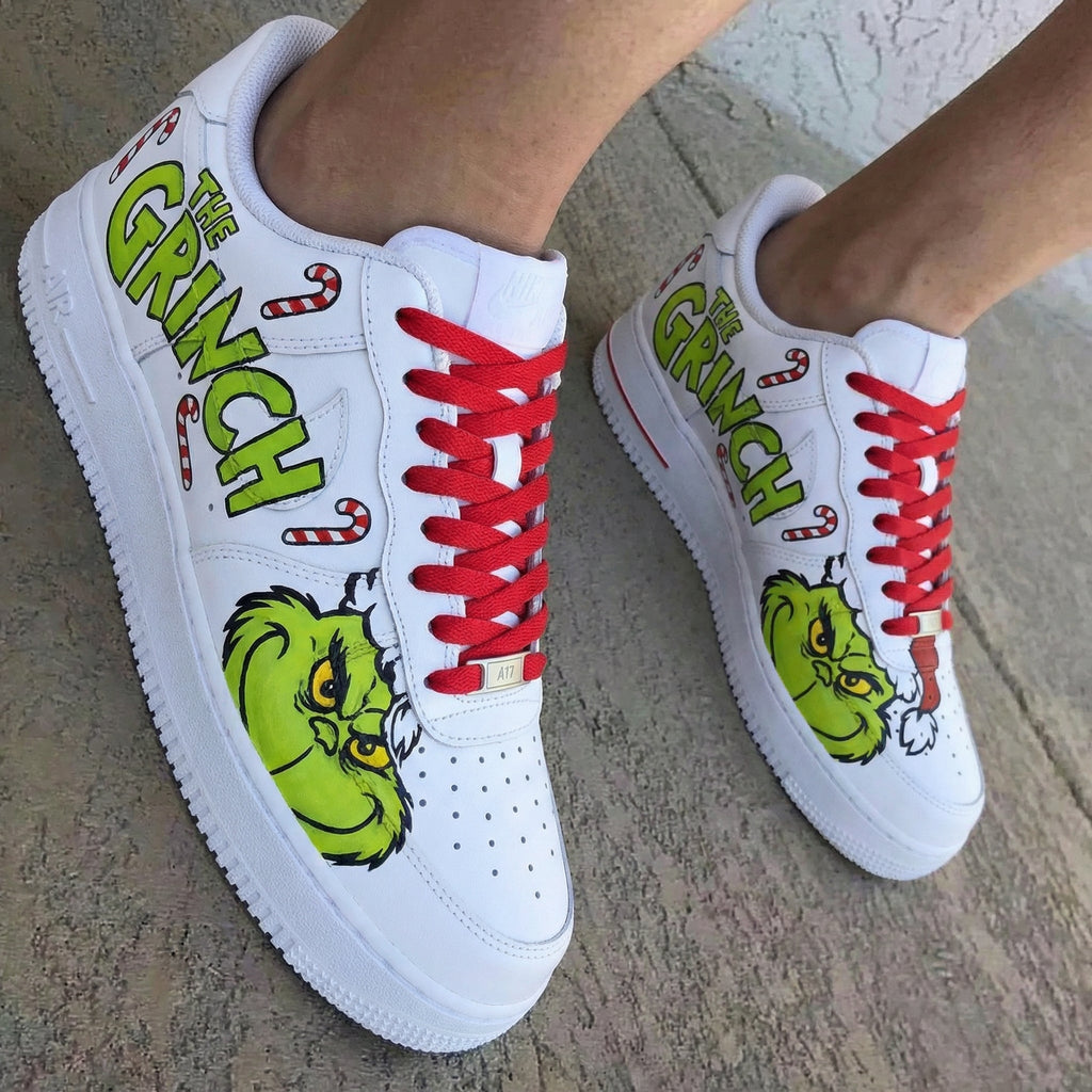 The Grinch Candy Canes Green Red Custom Air Force 1