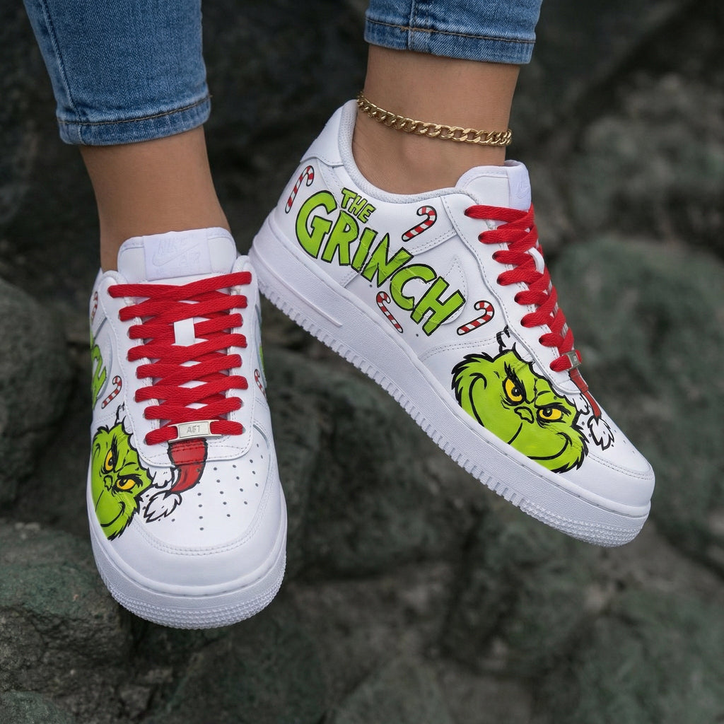 The Grinch Candy Canes Green Red Custom Air Force 1
