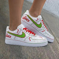The Grinch Candy Canes Snowflakes Red Green Custom Air Force 1