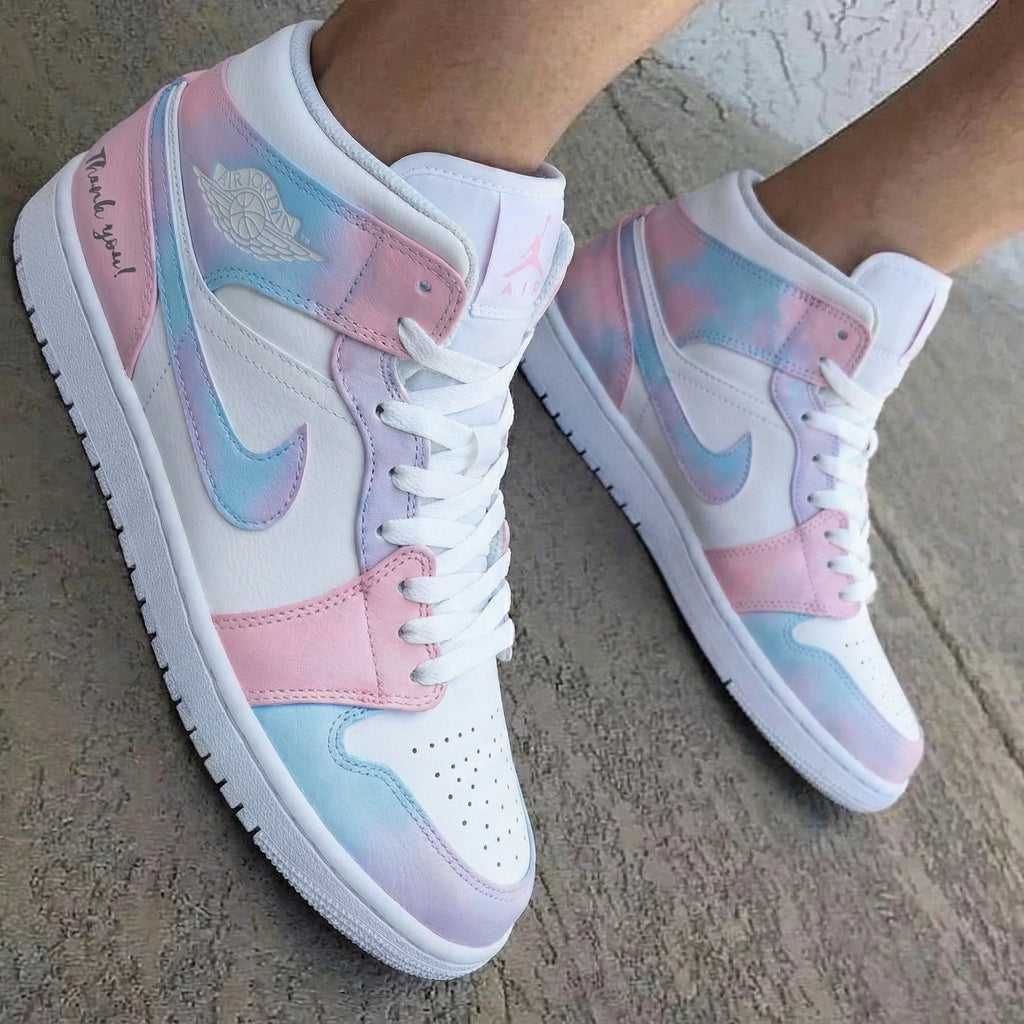 Tie - Dye Baby Pink Baby Blue Custom Air Jordan 1