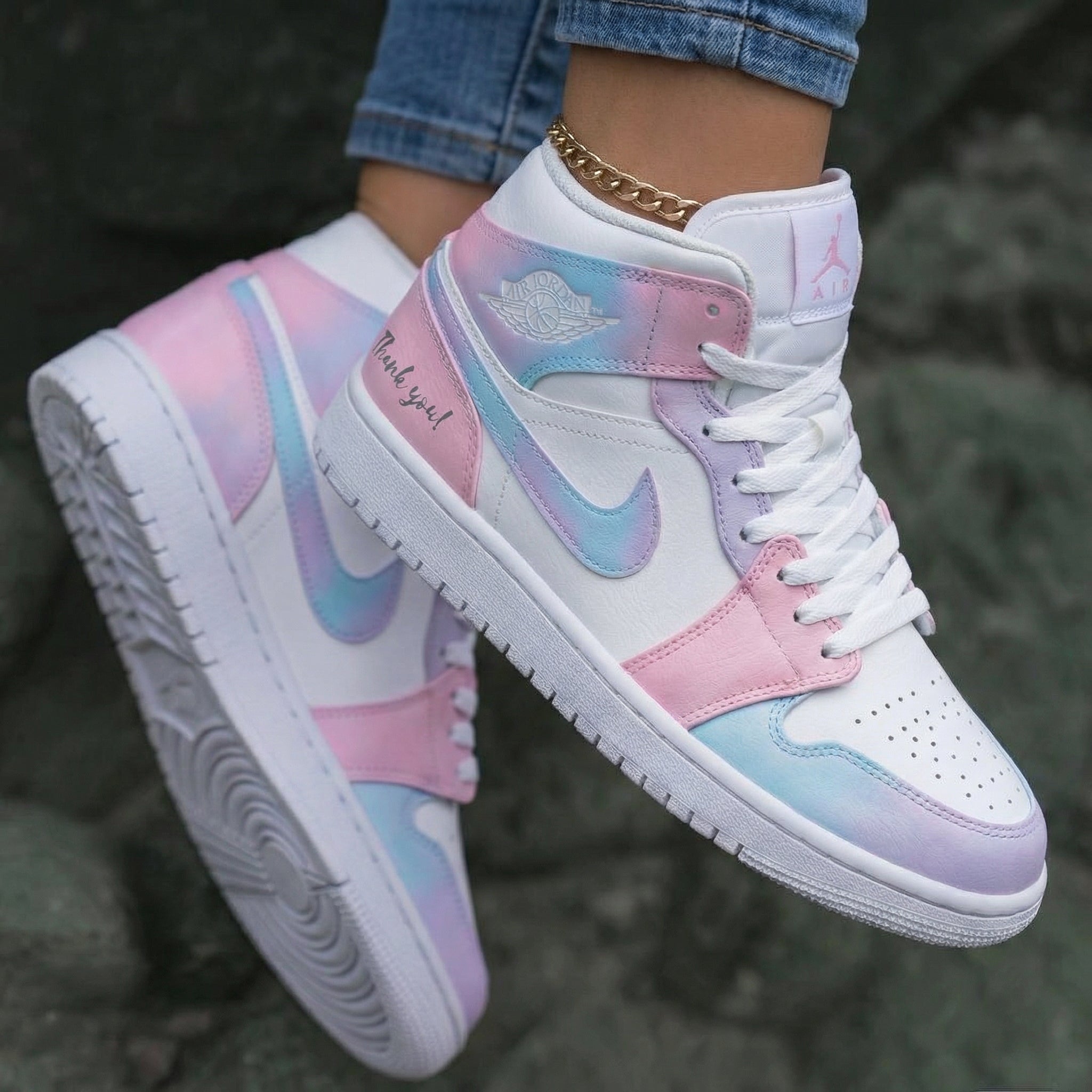 Tie - Dye Baby Pink Baby Blue Custom Air Jordan 1