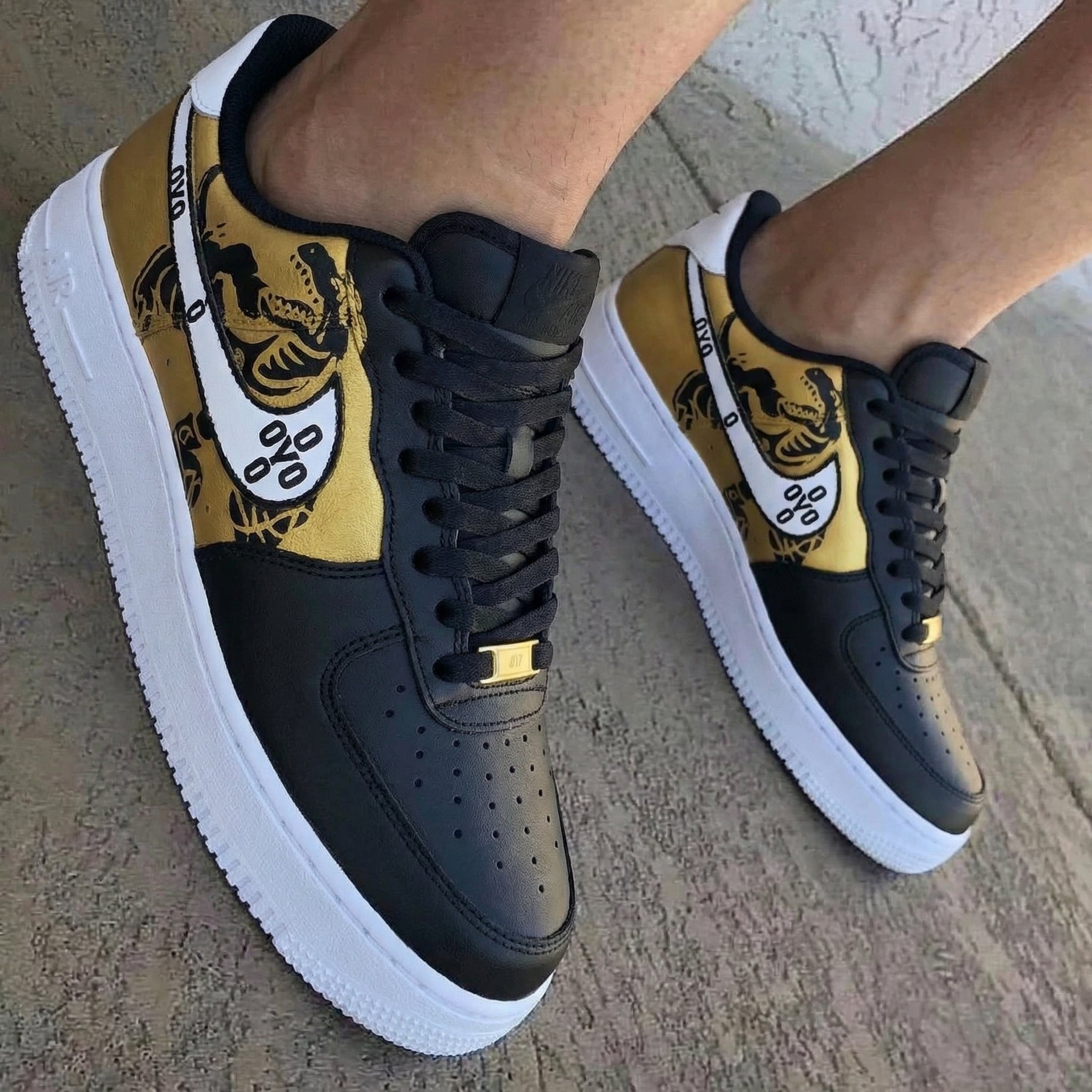 Tiger Pattern Gold Black Custom Air Force 1
