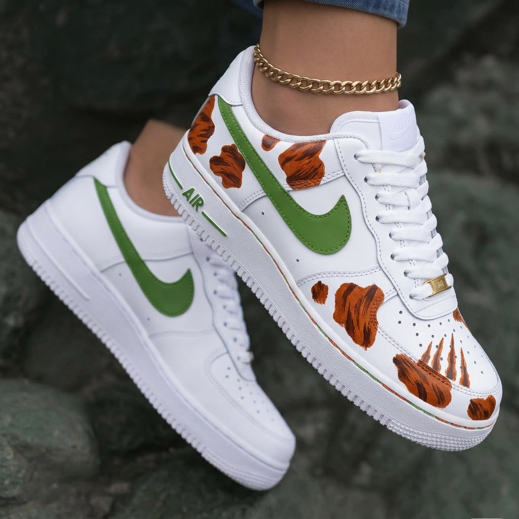 Tiger Stripes Green Brown Custom Air Force 1
