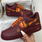 Tiger Theme Burgundy Orange Custom Air Force 1