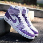 Timeless Cool White Purple Drip Style Custom Air Jordan 1