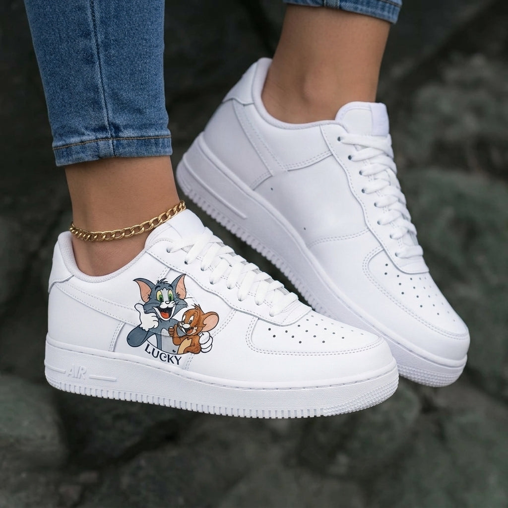 Tom And Jerry Gray Brown Custom Air Force 1