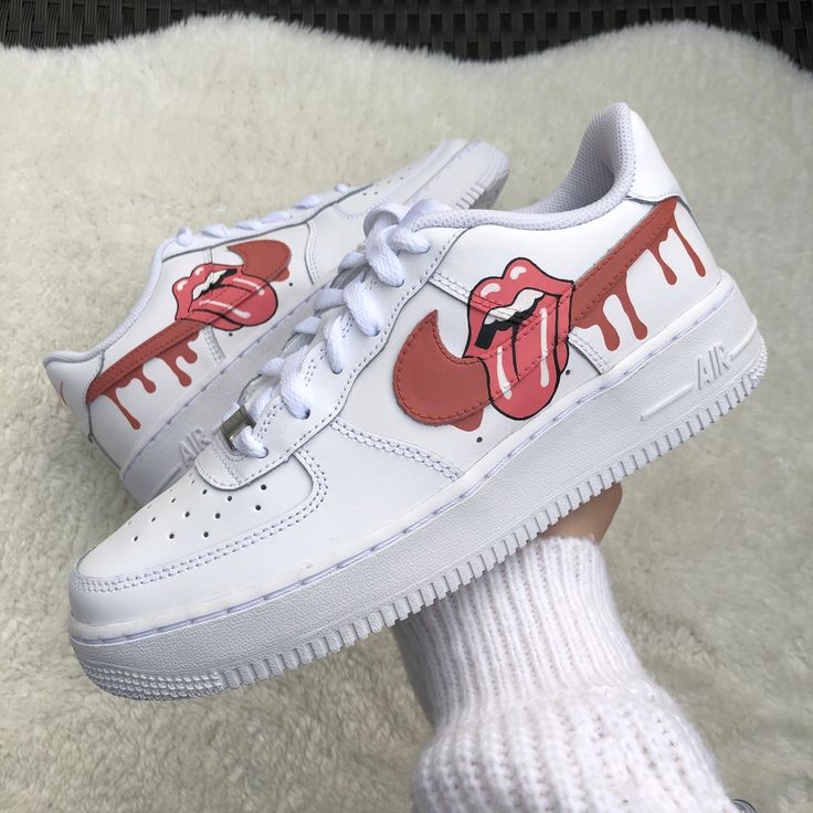 Tongue Pattern Red Custom Air Force 1