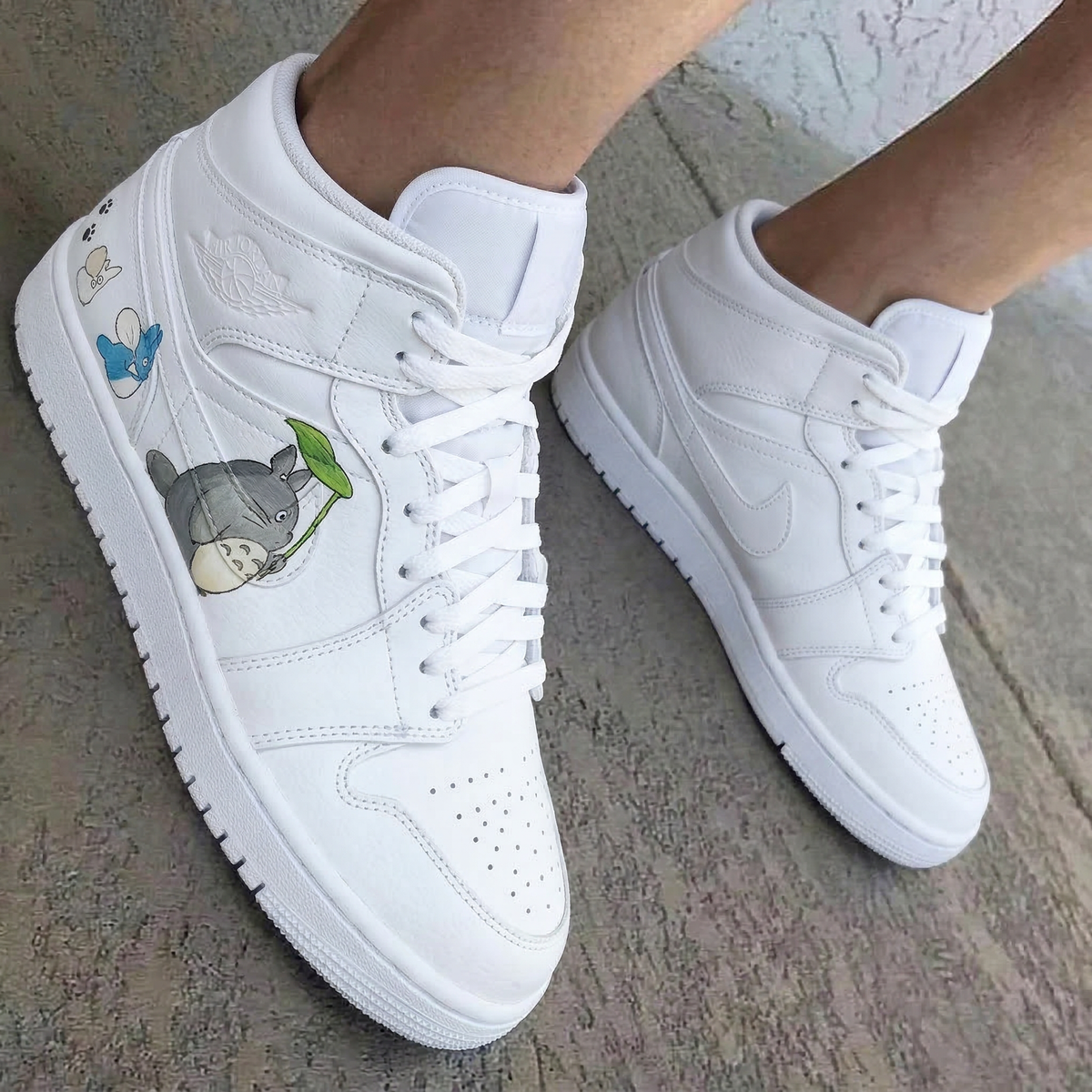 Totoro Cartoon Characters Gray Blue Green Custom Air Jordan 1
