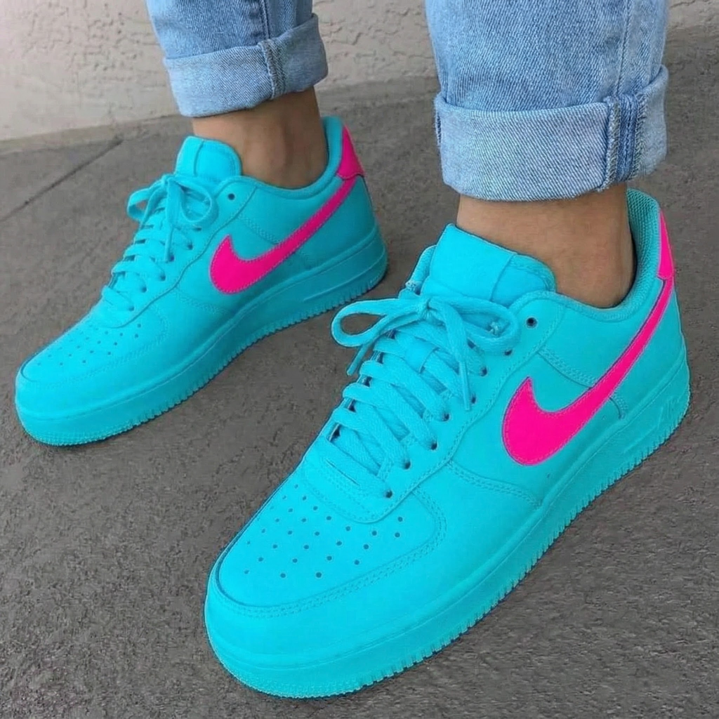 Vibrant Turquoise and Pink Custom Air Force 1