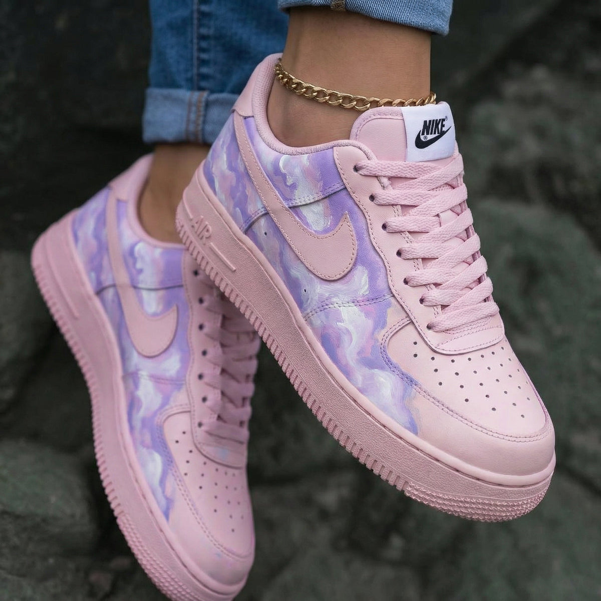 Watercolor Baby Pink Purple Custom Air Force 1