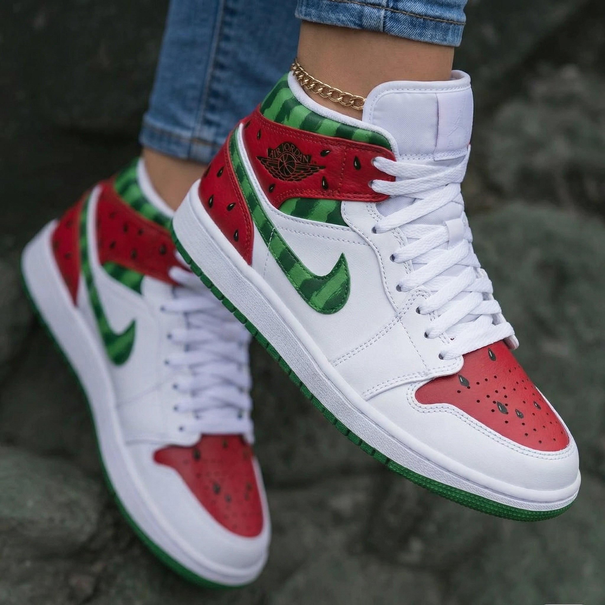 Watermelon Red Green Custom Air Jordan 1