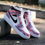 Wave Pattern Baby Pink Black Custom Air Jordan 1