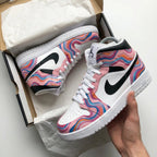 Wave Pattern Baby Pink Black Custom Air Jordan 1