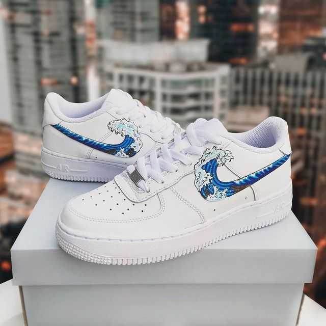 Wave Pattern Blue Custom Air Force 1