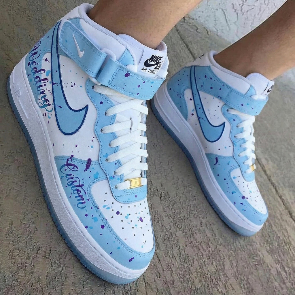 Wedding Theme Baby Blue Custom Air Force 1