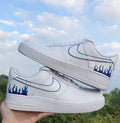 White Blue Flames Custom Air Force 1