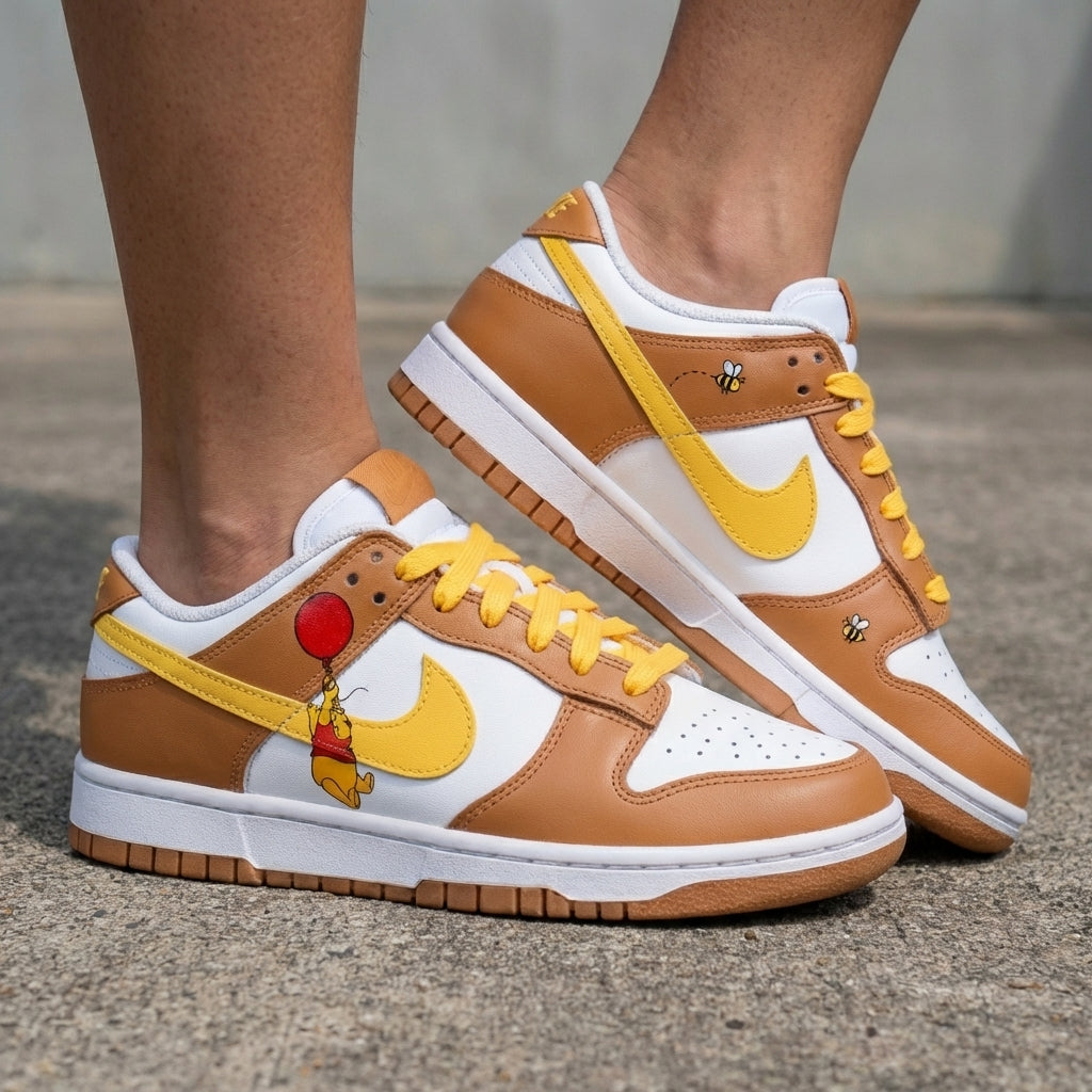 Winnie The Pooh Bees Tan Yellow Custom Dunk