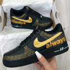 Word - Pattern Black Gold Custom Air Force 1