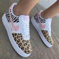 Zebra Leopard Print Baby Pink Beige Custom Air Force 1