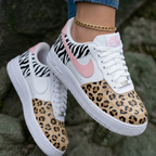 Zebra Leopard Print Baby Pink Beige Custom Air Force 1
