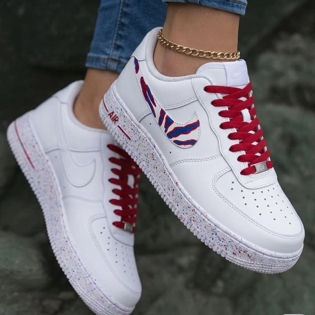 Zebra Stripes Splatter Red Blue Custom Air Force 1